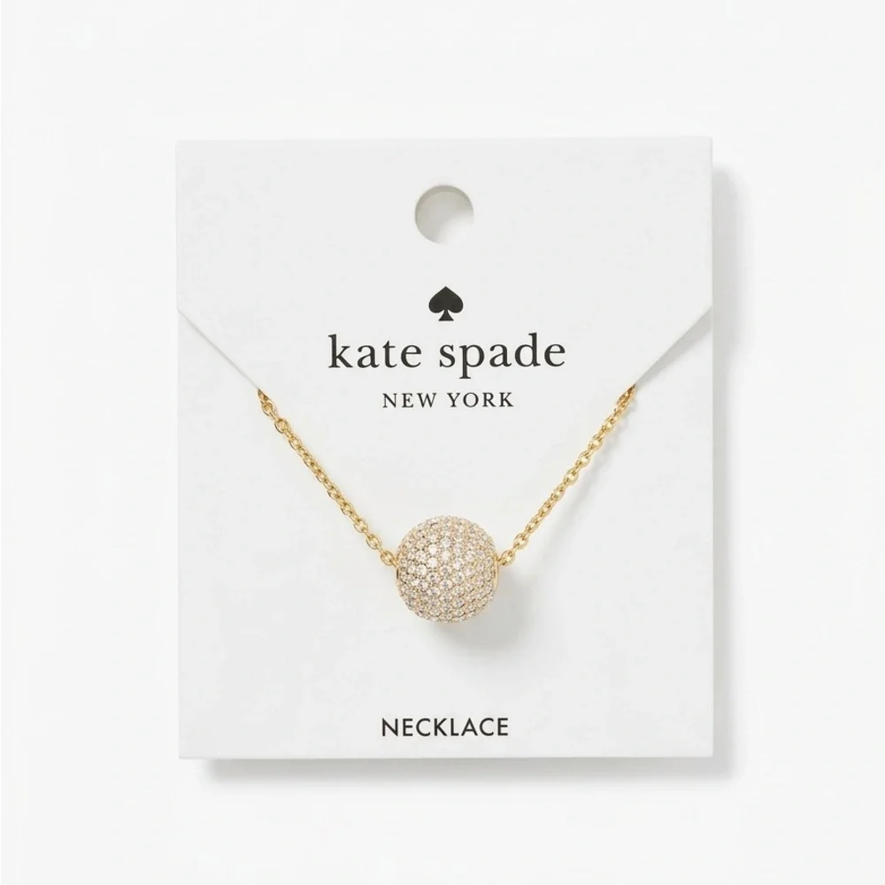 Kate Spade "Razzle Dazzle" Pave Ball Necklace Gold - Picture 1 of 6